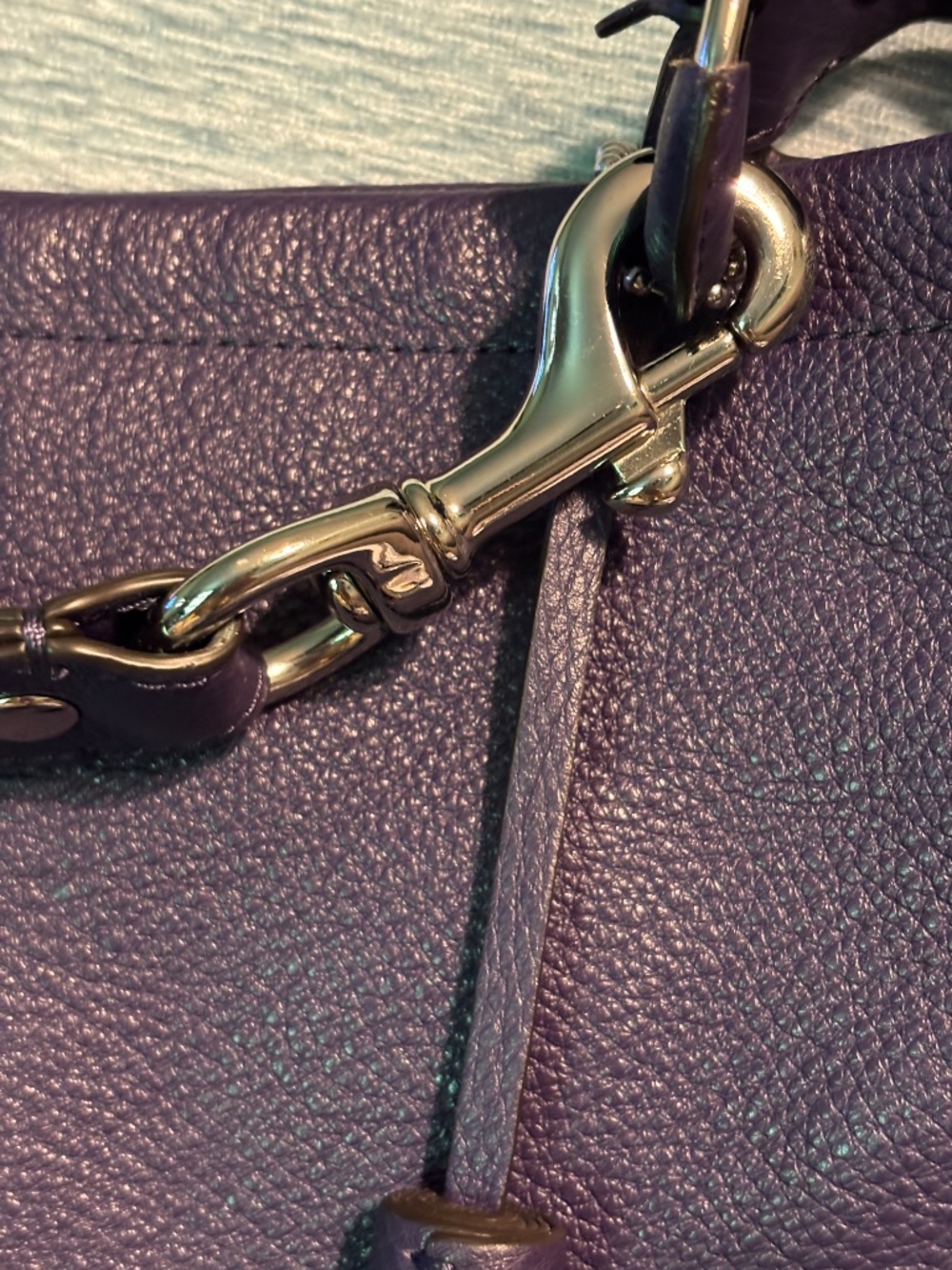 Coach Avery Pebbled Leather Shoulder Tote Hobo Satchel Bag #F23309 Purple - Picture 10 of 12